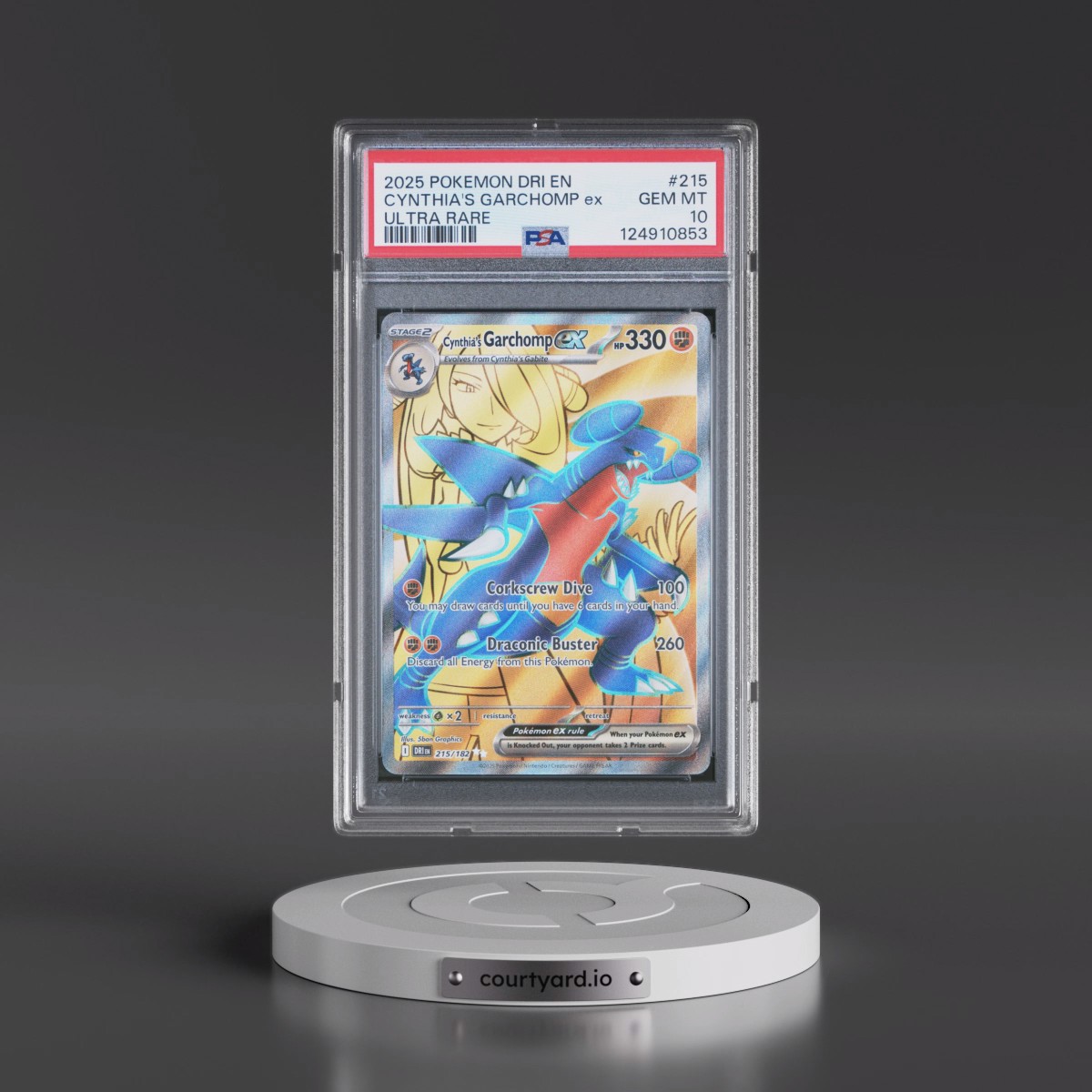 2025 Pokémon Dri EN-Destined Rivals #215 Cynthia's Garchomp EX - Holo Ultra Rare (PSA 10 GEM MINT)