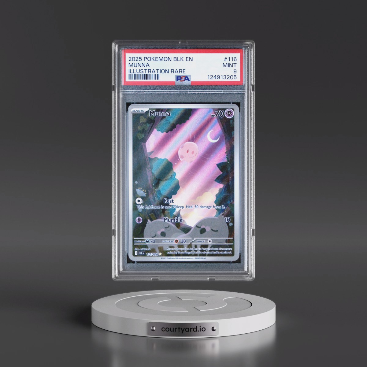 2025 Pokémon Blk EN-Black Bolt #116 Munna - Illustration Rare (PSA 9 MINT)