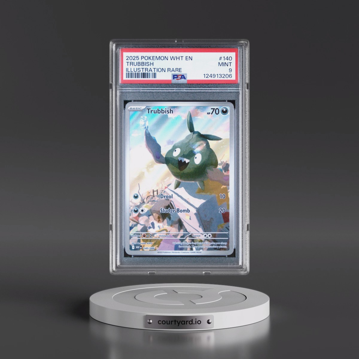 2025 Pokémon Wht EN-White Flare #140 Trubbish - Illustration Rare (PSA 9 MINT)