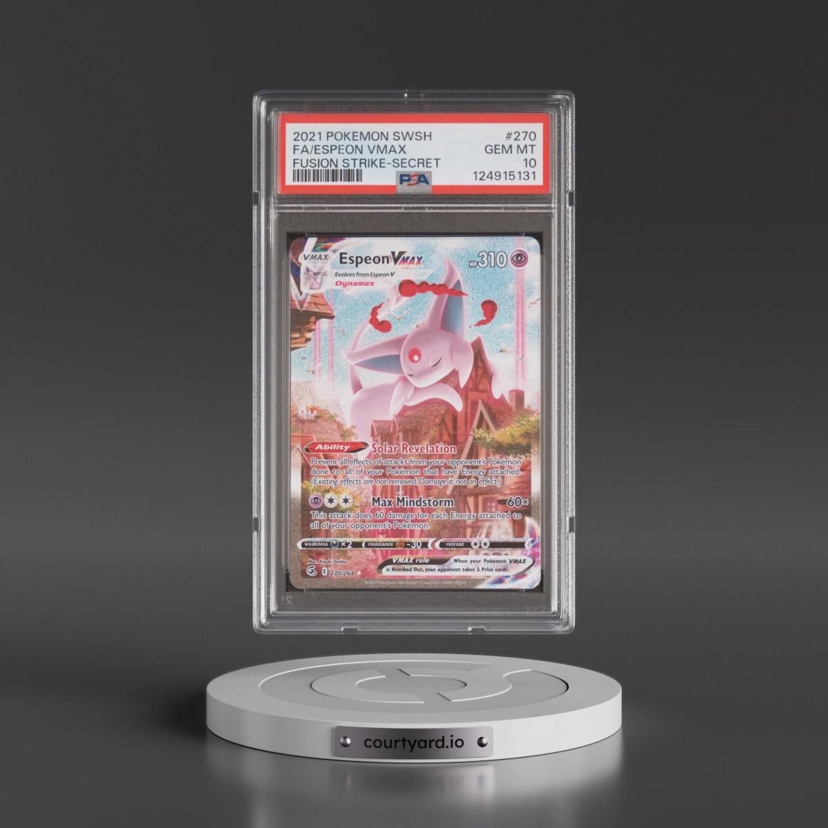 2021 Pokémon Sword & Shield Fusion Strike #270 Espeon Vmax - Full Art Secret (PSA 10 GEM MINT)