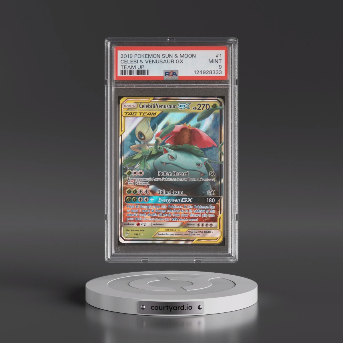 2019 Pokémon Sun & Moon Team Up #1 Celebi & Venusaur GX - Holo (PSA 9 MINT)