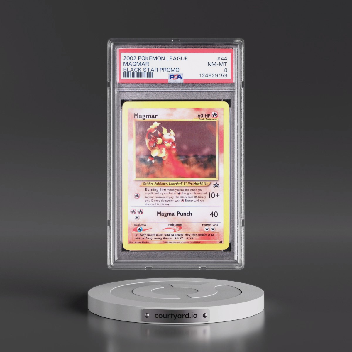 2002 Pokémon League Promo Black Star #44 Magmar (PSA 8 NM-MT)