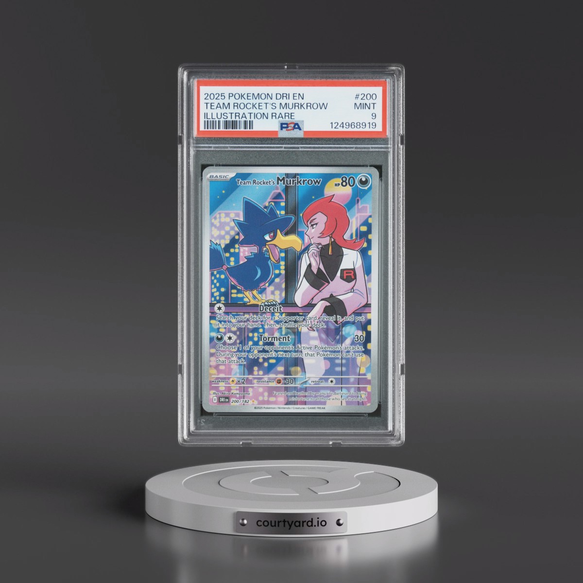 2025 Pokémon Dri EN-Destined Rivals #200 Team Rocket's Murkrow - Illustration Rare (PSA 9 MINT)