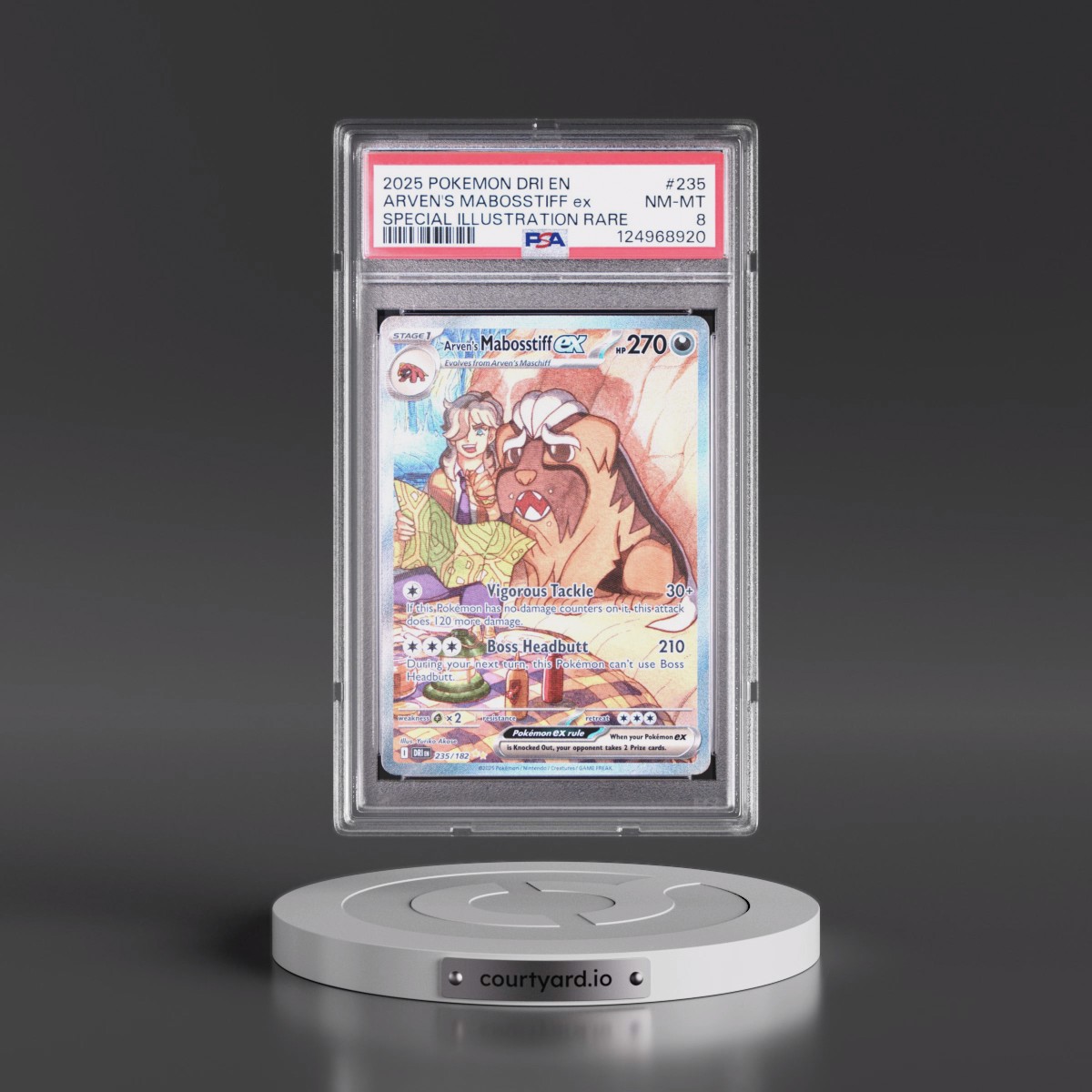 2025 Pokémon Dri EN-Destined Rivals #235 Arven's Mabosstiff EX - Holo Special Illustration Rare (PSA 8 NM-MT)