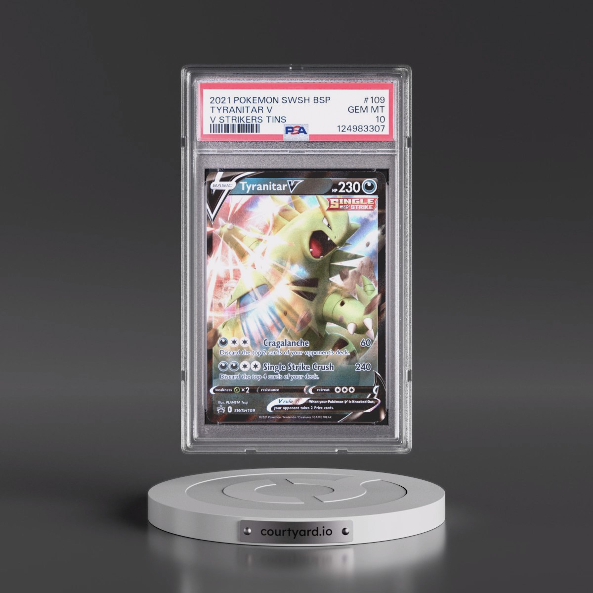 2021 Pokémon Swsh Black Star Promo #109 Tyranitar V - Holo V Strikers Tins (PSA 10 GEM MINT)