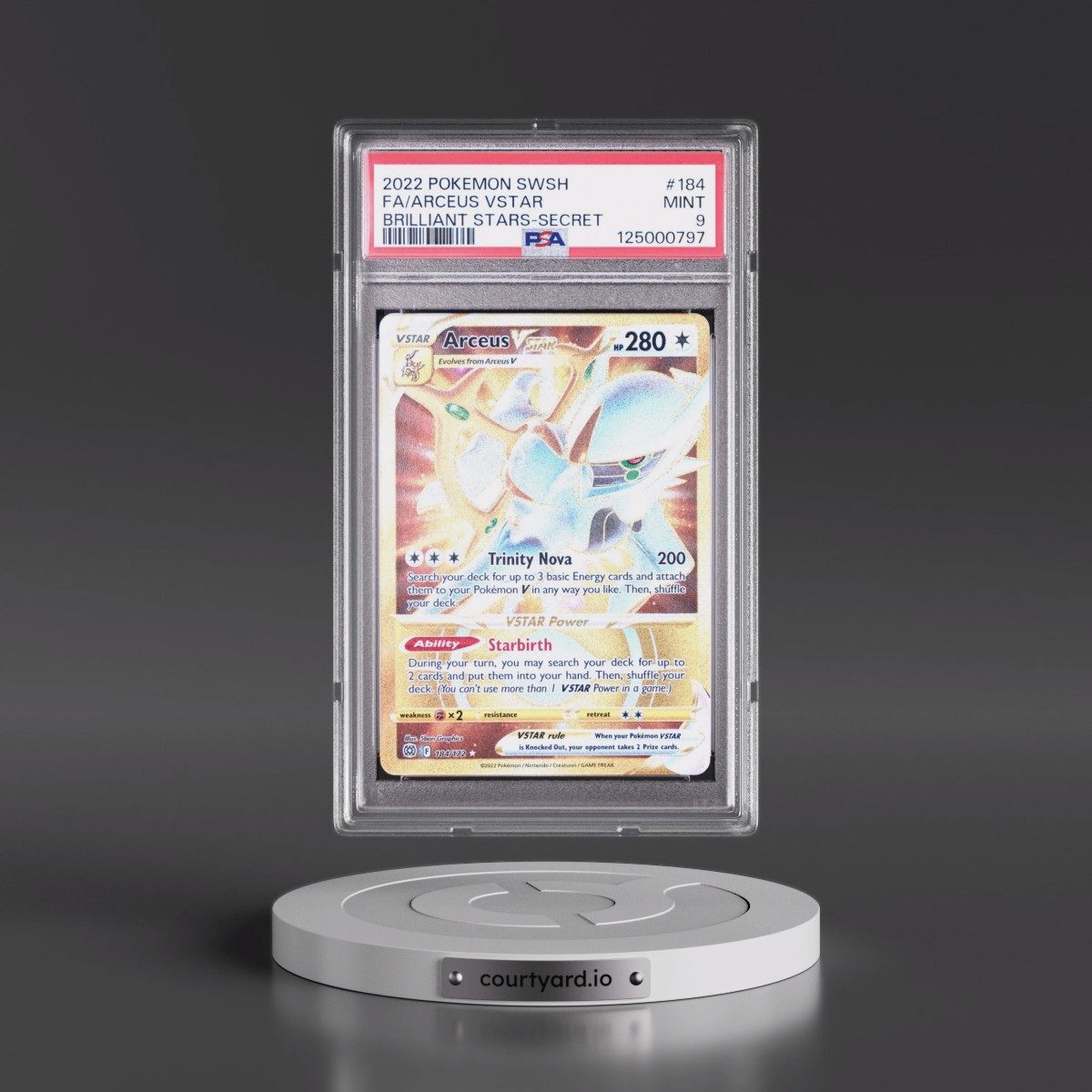 2022 Pokémon Sword & Shield Brilliant Stars #184 Arceus Vstar - Full Art Secret (PSA 9 MINT)