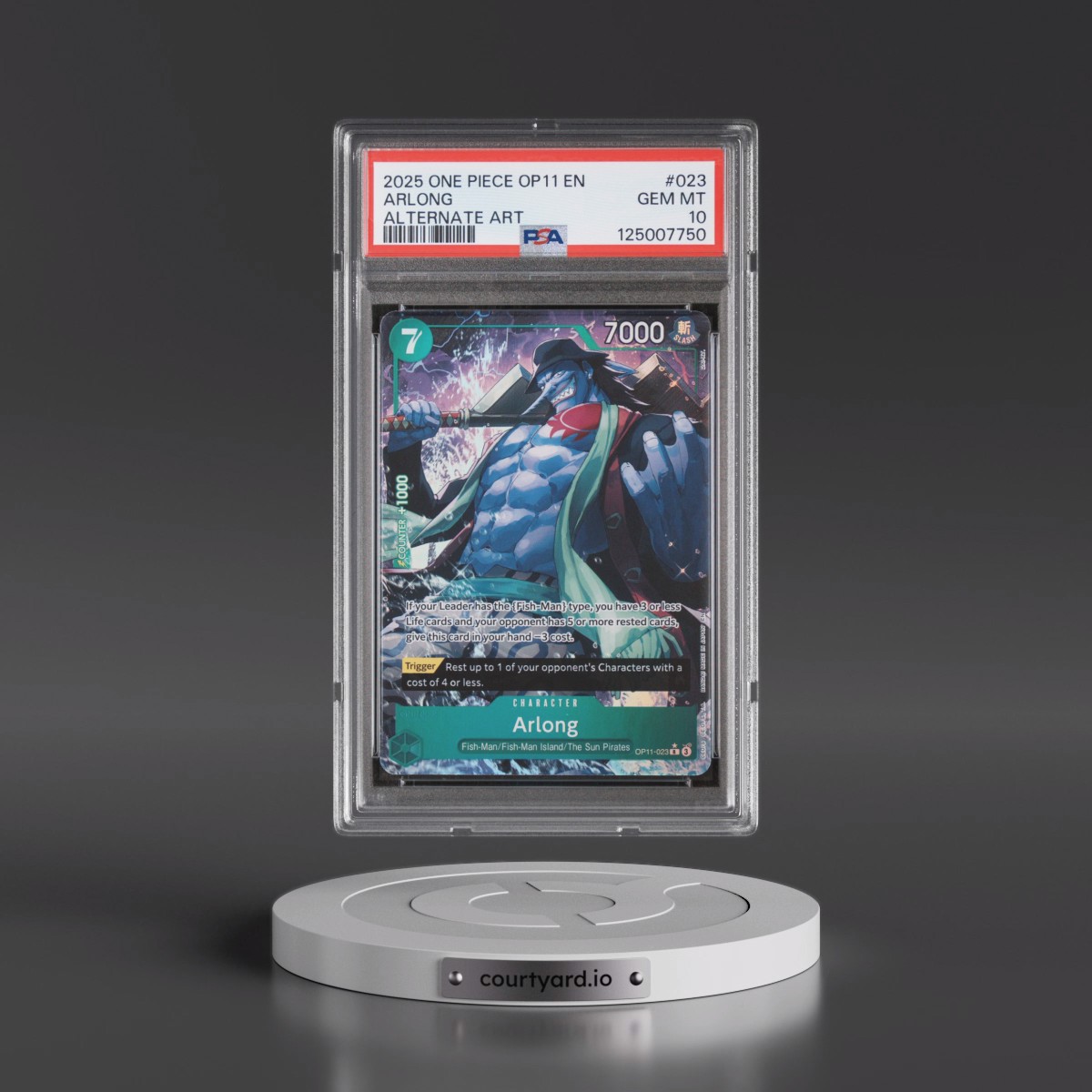 2025 One Piece OP11-A Fist of Divine Speed #023 Arlong - Alternate Art (PSA 10 GEM MINT)