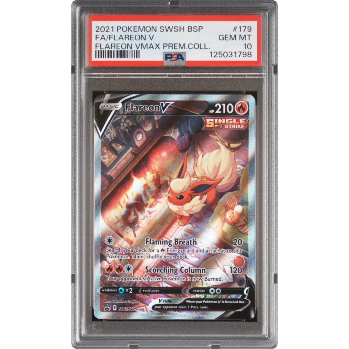 2021 Pokémon Swsh Black Star Promo #179 Flareon V - Holo Full Art Flareon Vmax Premium Collection (PSA 10 GEM MINT)