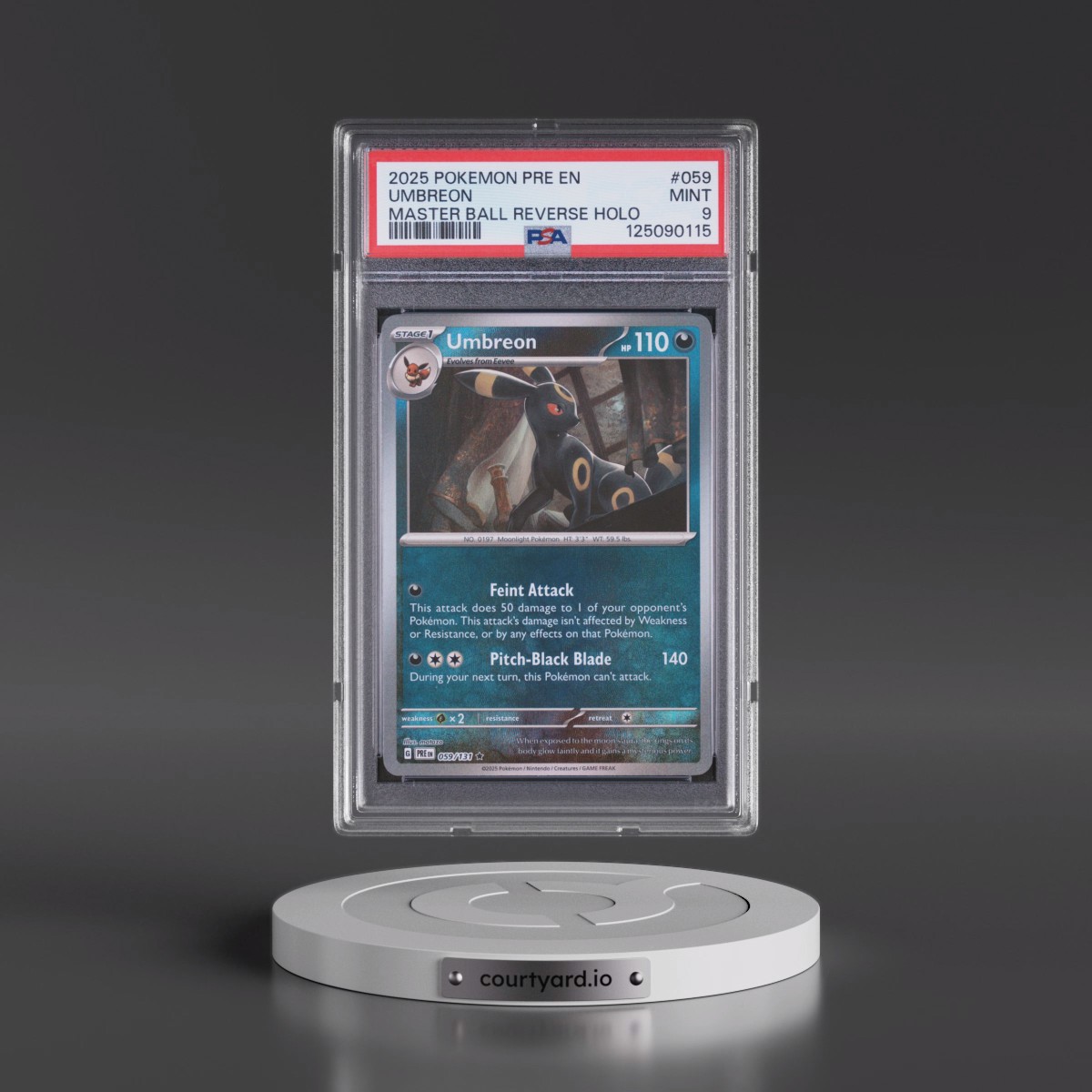 2025 Pokémon Pre EN-Prismatic Evolutions #059 Umbreon - Reverse Holo Master Ball (PSA 9 MINT)