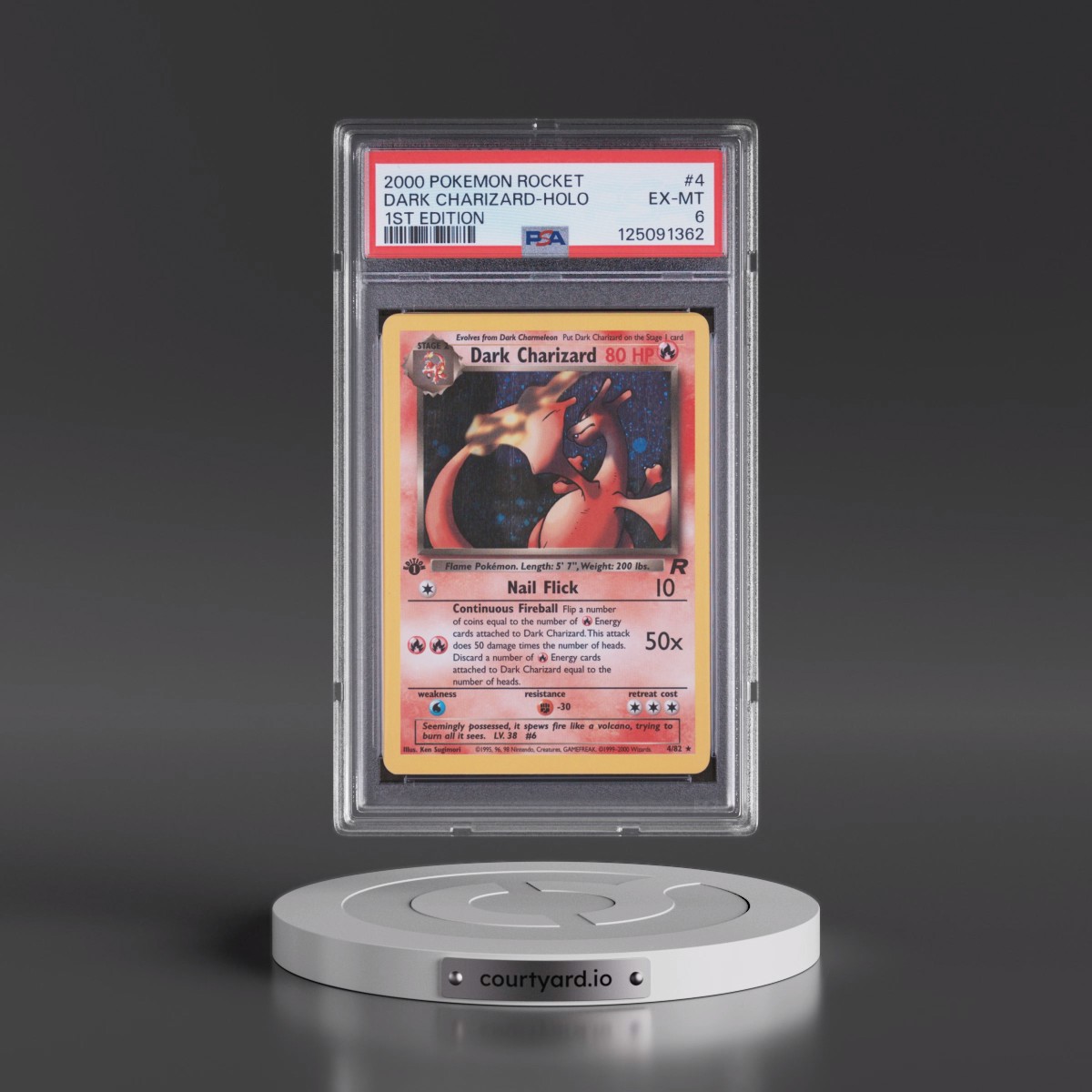 2000 Pokémon Rocket #4 Dark Charizard - 1st Edition Holo (PSA 6 EX-MT)