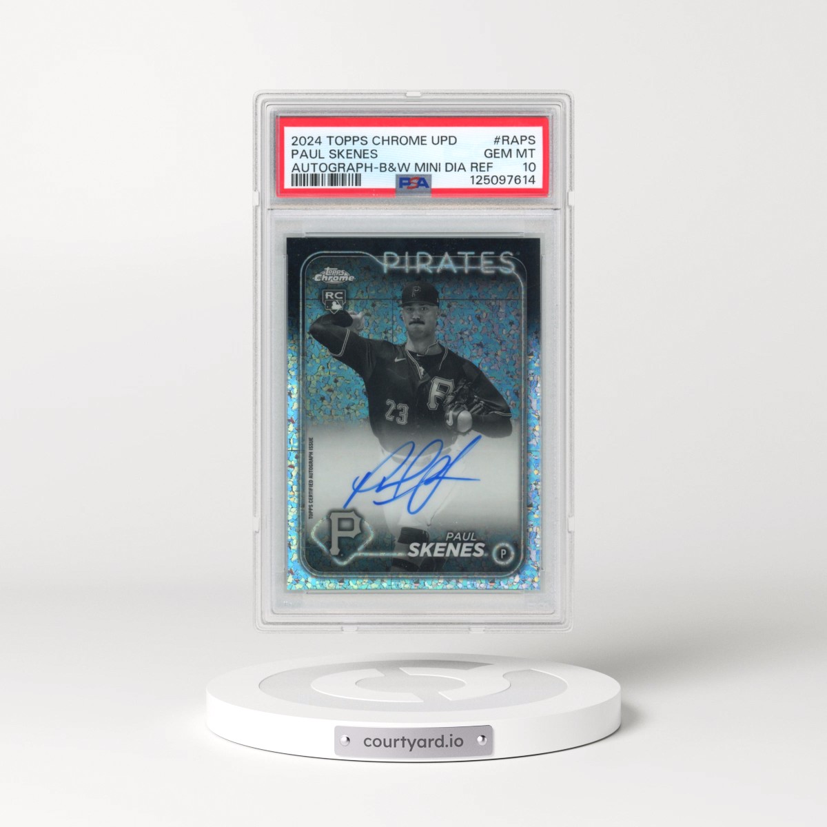 2024 Topps Chrome Update Chrome Baseball Update Series Autographs #RAPS Paul Skenes - Black & White Mini Diamond Refractor (PSA 10 GEM MINT)