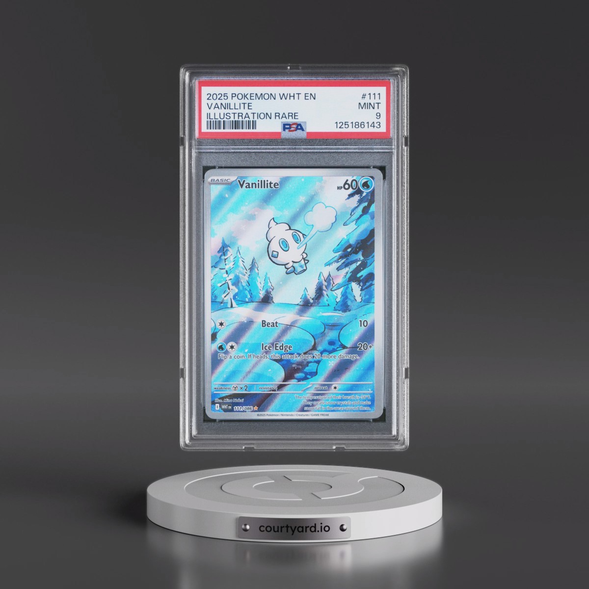 2025 Pokémon Wht EN-White Flare #111 Vanillite - Illustration Rare (PSA 9 MINT)