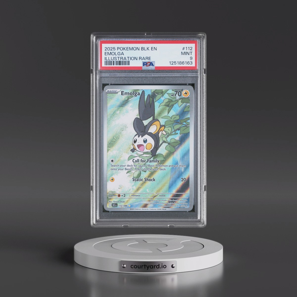 2025 Pokémon Blk EN-Black Bolt #112 Emolga - Illustration Rare (PSA 9 MINT)