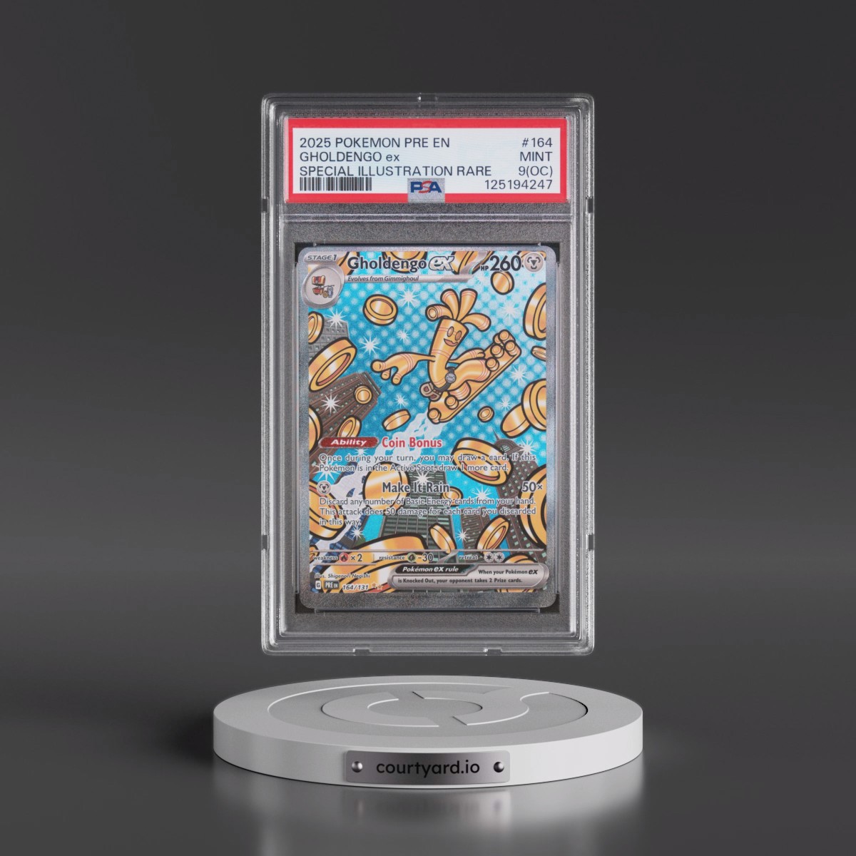 2025 Pokémon Pre EN-Prismatic Evolutions #164 Gholdengo EX - Holo Special Illustration Rare (PSA 9 MINT)