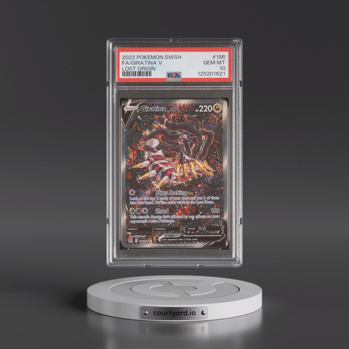 2022 Pokémon Sword & Shield Lost Origin #186 Giratina V - Holo Full Art (PSA 10 GEM MINT)