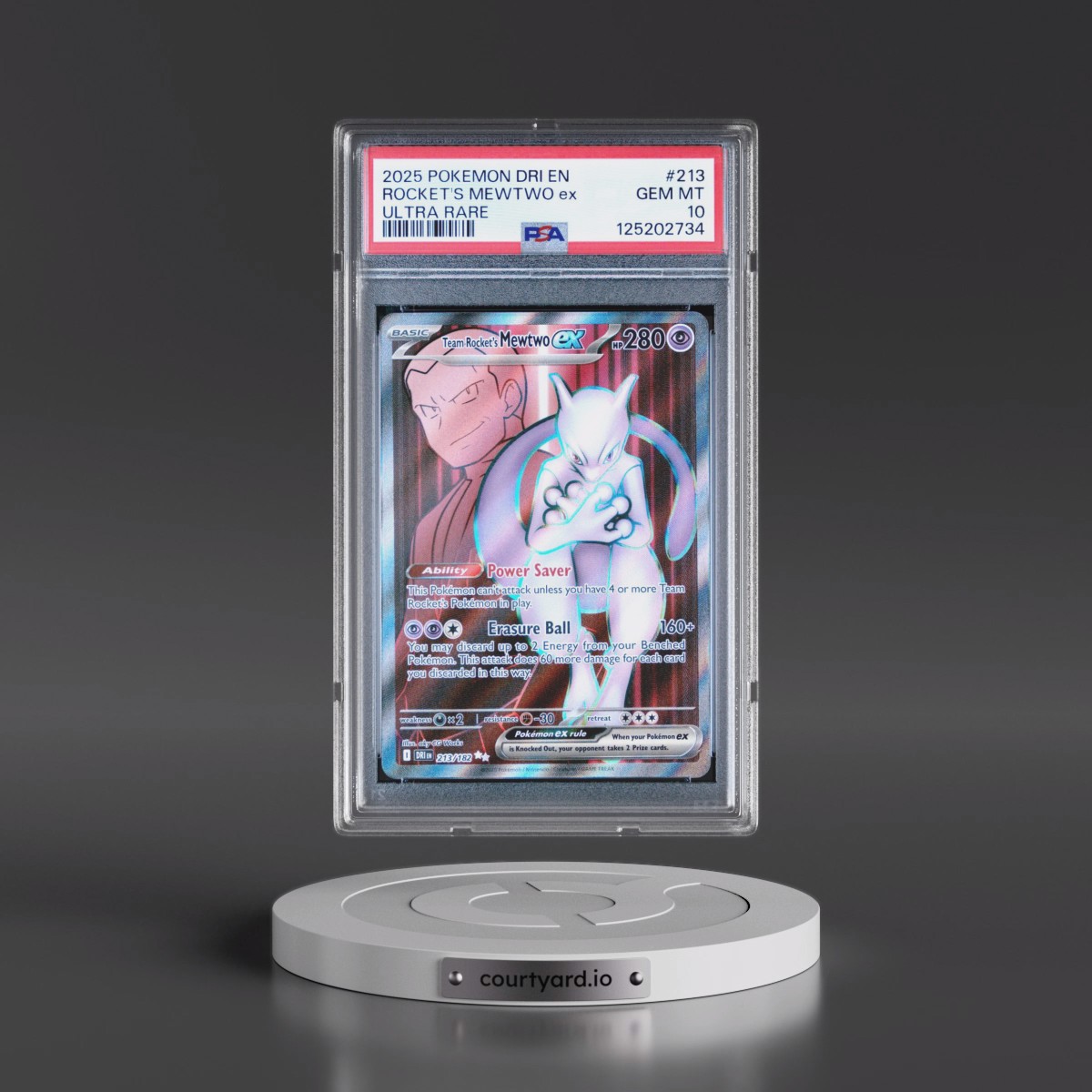 2025 Pokémon Dri EN-Destined Rivals #213 Team Rocket's Mewtwo EX - Holo Ultra Rare (PSA 10 GEM MINT)
