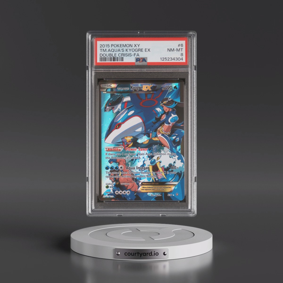 2015 Pokémon XY Double Crisis #6 Team Aqua's Kyogre EX - Holo Full Art (PSA 8 NM-MT)