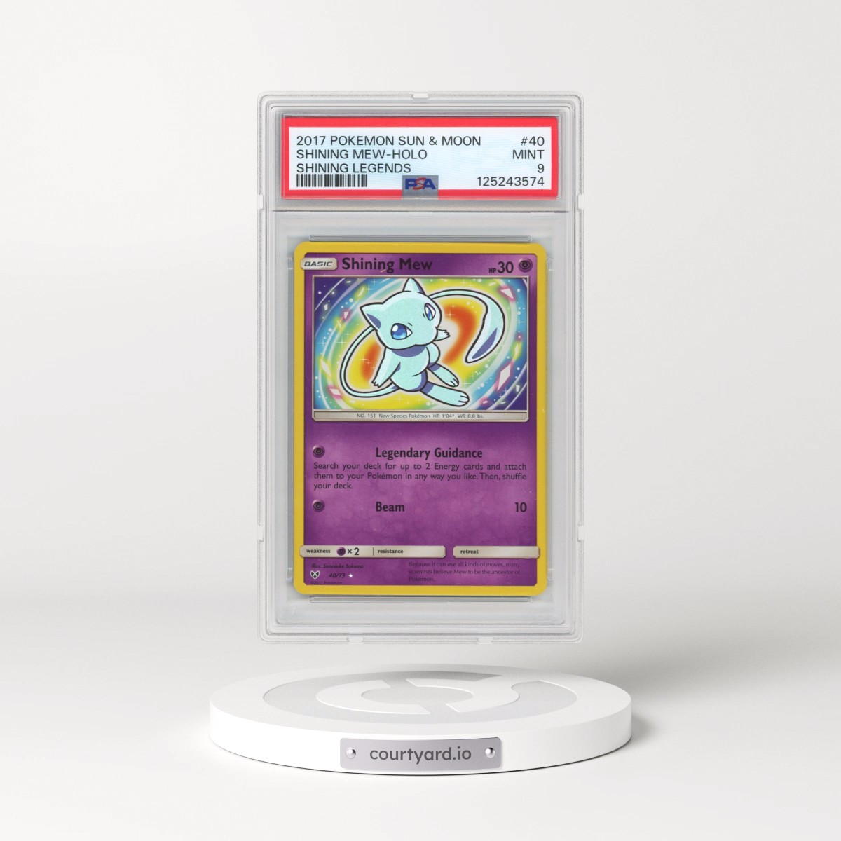 2017 Pokémon Sun & Moon Shining Legends #40 Shining Mew - Holo Holo (PSA 9 MINT)