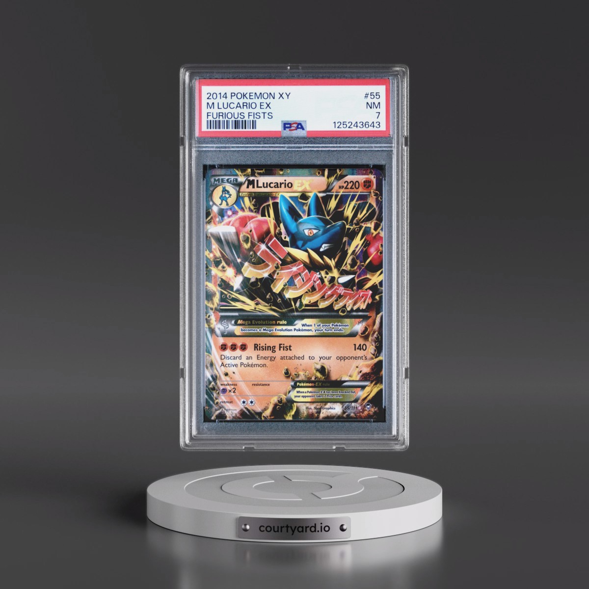 2014 Pokémon XY Furious Fists #55 M Lucario EX - Holo (PSA 7 NM)