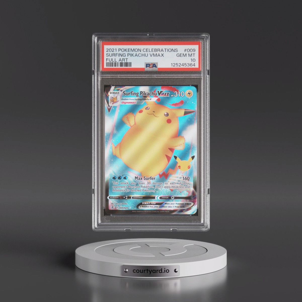 2021 Pokémon Celebrations #009 Surfing Pikachu Vmax - Full Art (PSA 10 GEM MINT)
