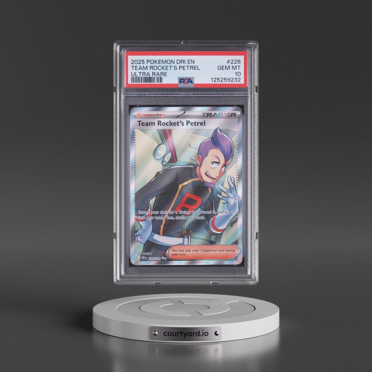 2025 Pokémon Dri EN-Destined Rivals #226 Team Rocket's Petrel - Ultra Rare (PSA 10 GEM MINT)