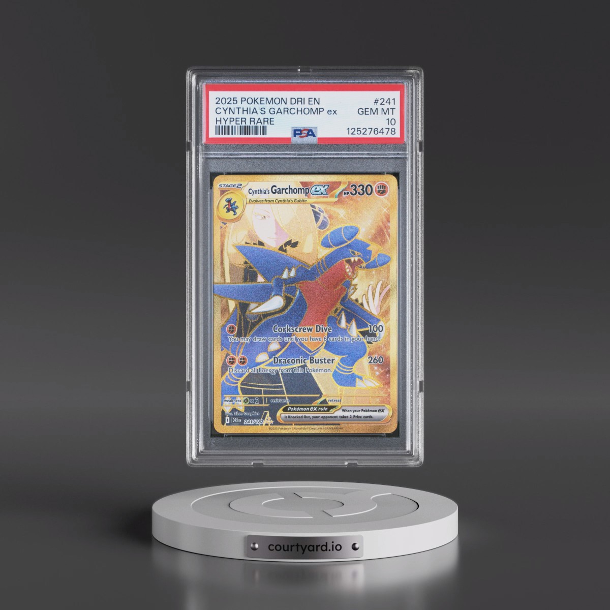 2025 Pokémon Dri EN-Destined Rivals #241 Cynthia's Garchomp EX - Holo Hyper Rare (PSA 10 GEM MINT)