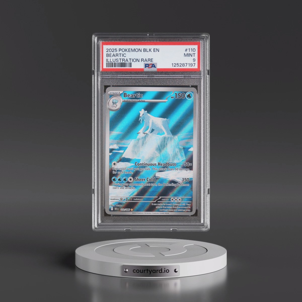 2025 Pokémon Blk EN-Black Bolt #110 Beartic - Illustration Rare (PSA 9 MINT)