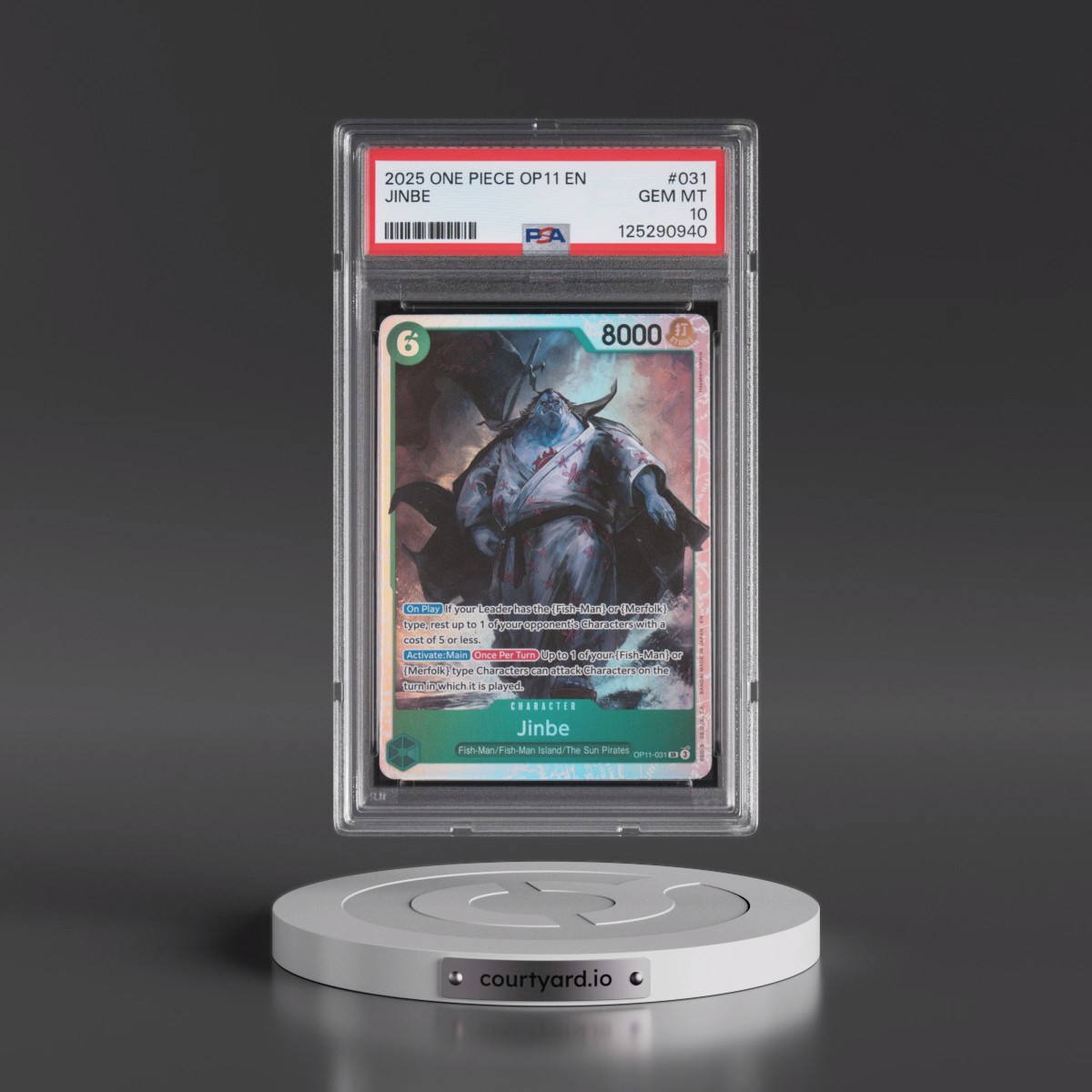 2025 One Piece OP11-A Fist of Divine Speed #031 Jinbe (PSA 10 GEM MINT)