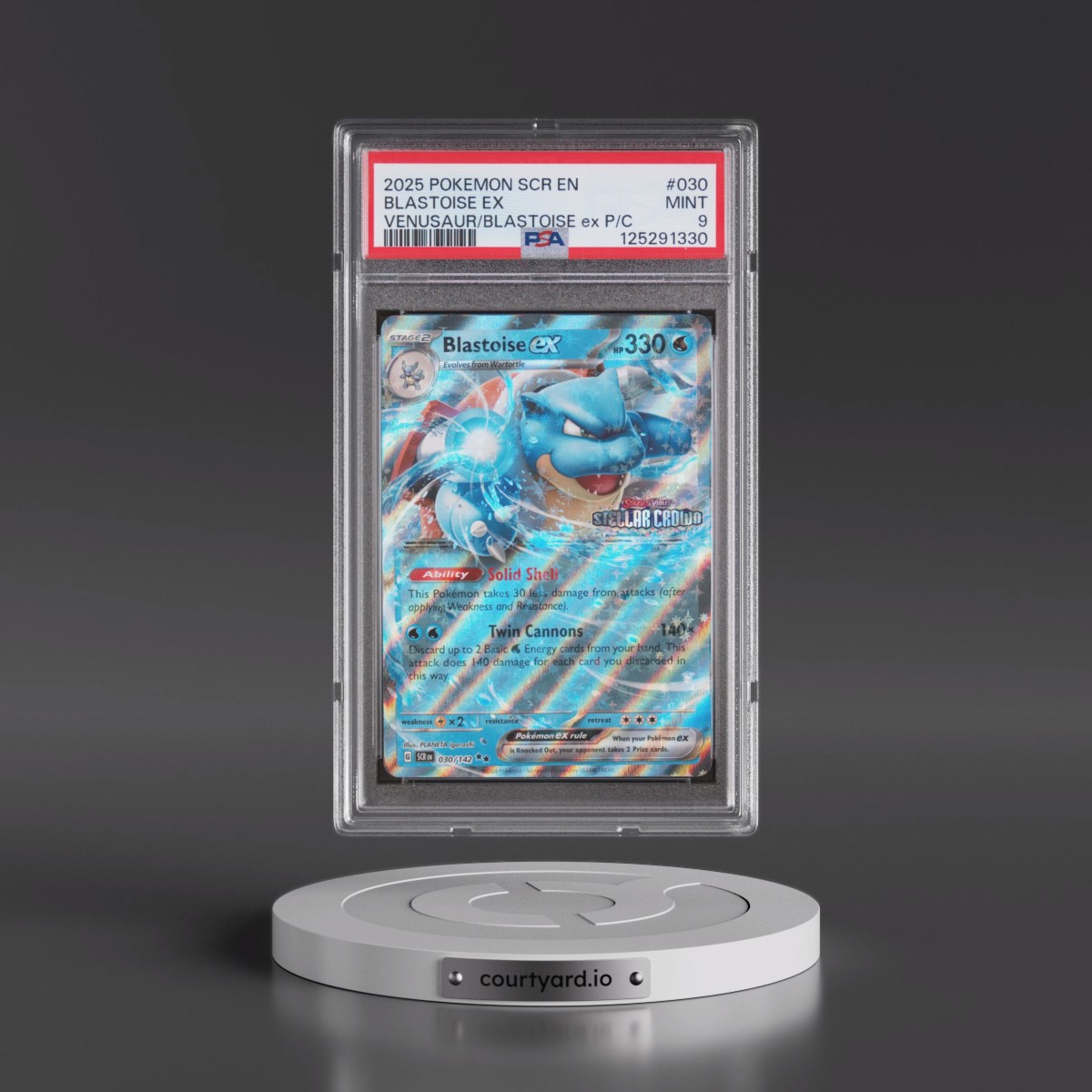 2025 Pokémon Scr EN-Stellar Crown #030 Blastoise EX - Holo Venusaur EX & Blastoise EX Premium Collection (PSA 9 MINT)