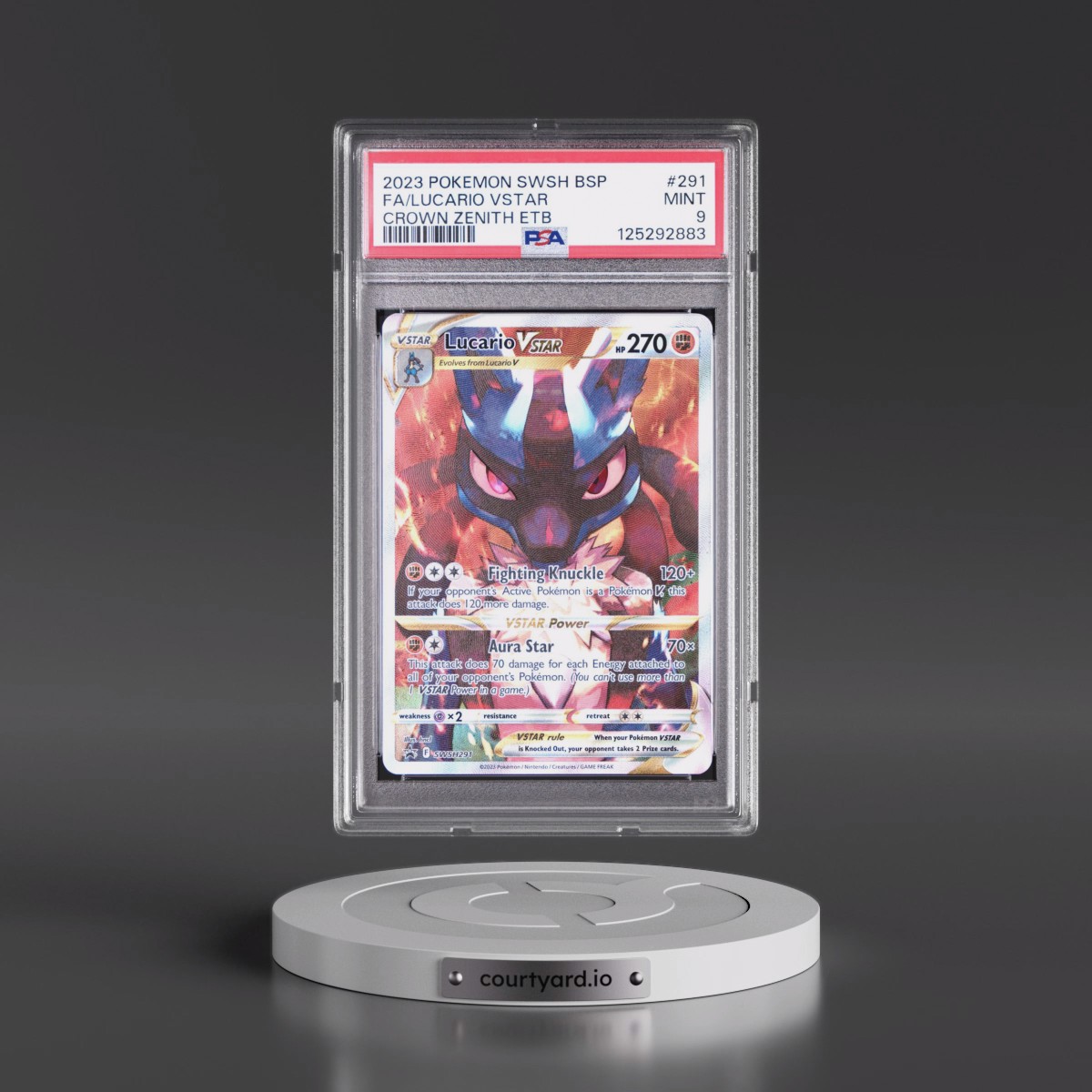 2023 Pokémon Swsh Black Star Promo #291 Lucario Vstar - Full Art Crown Zenith Elite Trainer Box (PSA 9 MINT)