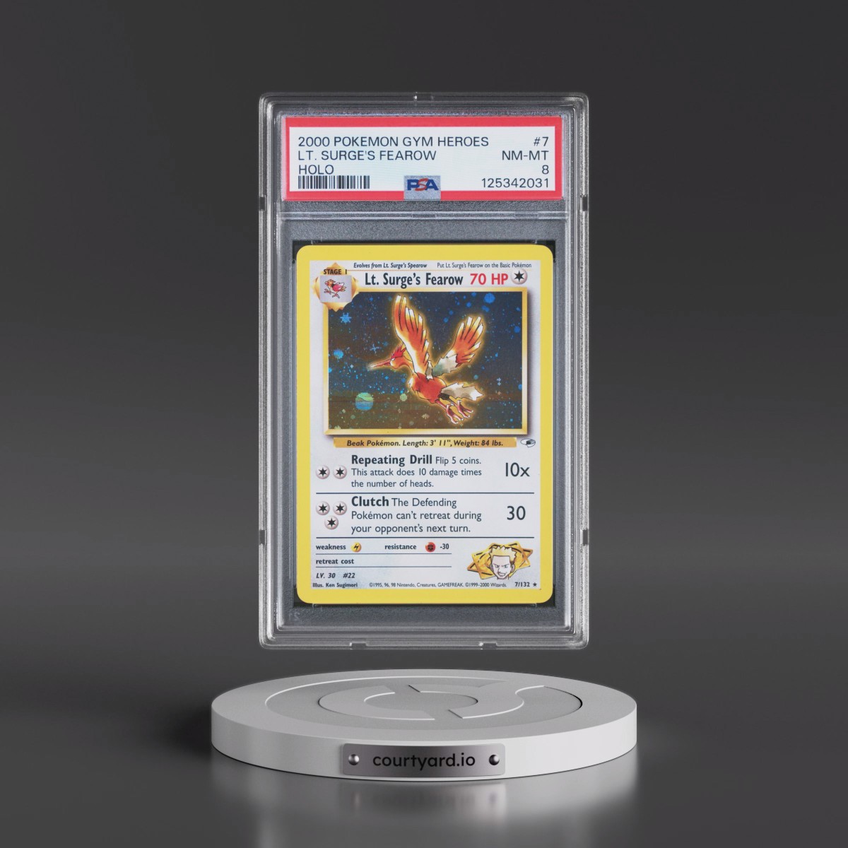2000 Pokémon Gym Heroes #7 LT. Surge's Fearow - Holo (PSA 8 NM-MT)
