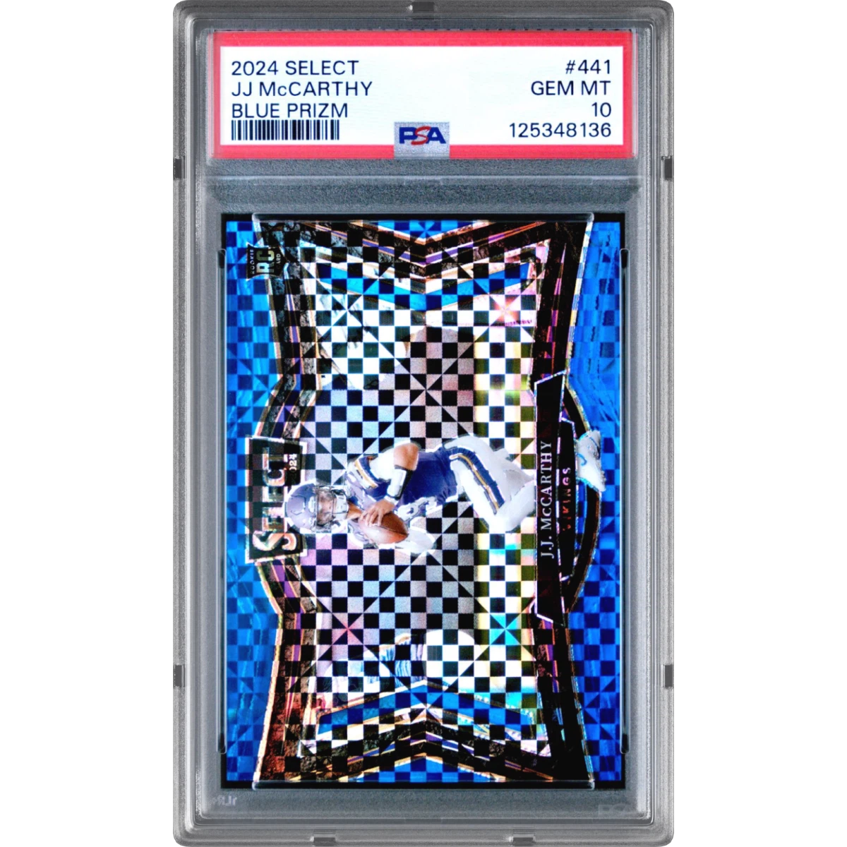 2024 Panini Select #441 JJ McCarthy - Blue Prizm (PSA 10 GEM MINT)
