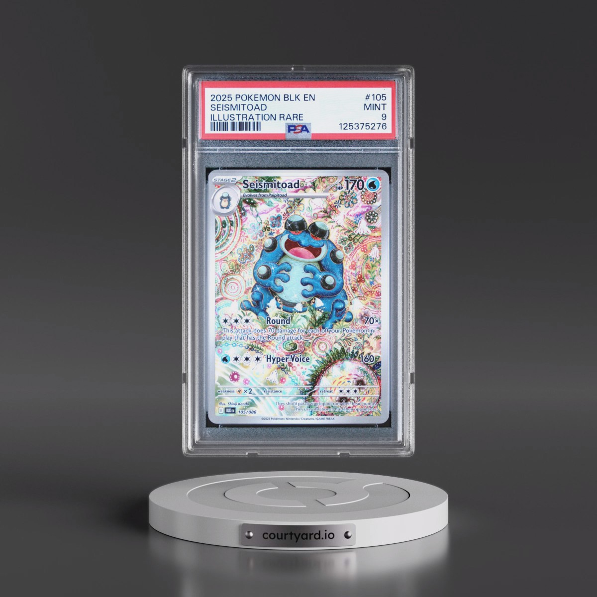 2025 Pokémon Blk EN-Black Bolt #105 Seismitoad - Illustration Rare (PSA 9 MINT)