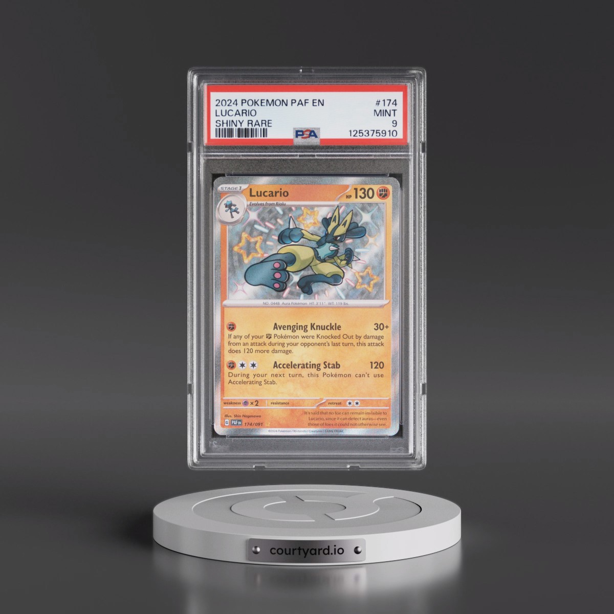 2024 Pokémon Paf EN-Paldean Fates #174 Lucario - Shiny Rare (PSA 9 MINT)
