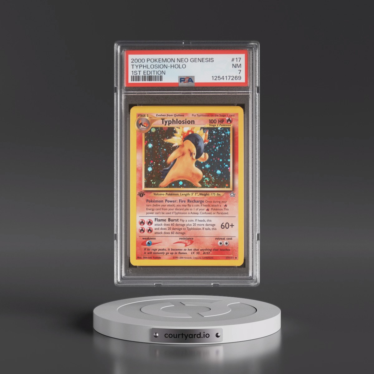 2000 Pokémon Neo Genesis #17 Typhlosion - 1st Edition Holo (PSA 7 NM)