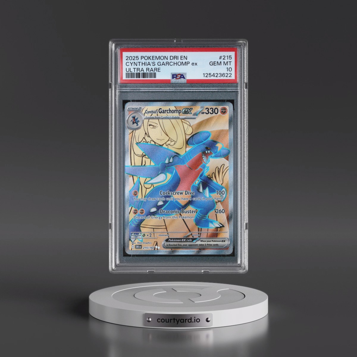 2025 Pokémon Dri EN-Destined Rivals #215 Cynthia's Garchomp EX - Holo Ultra Rare (PSA 10 GEM MINT)