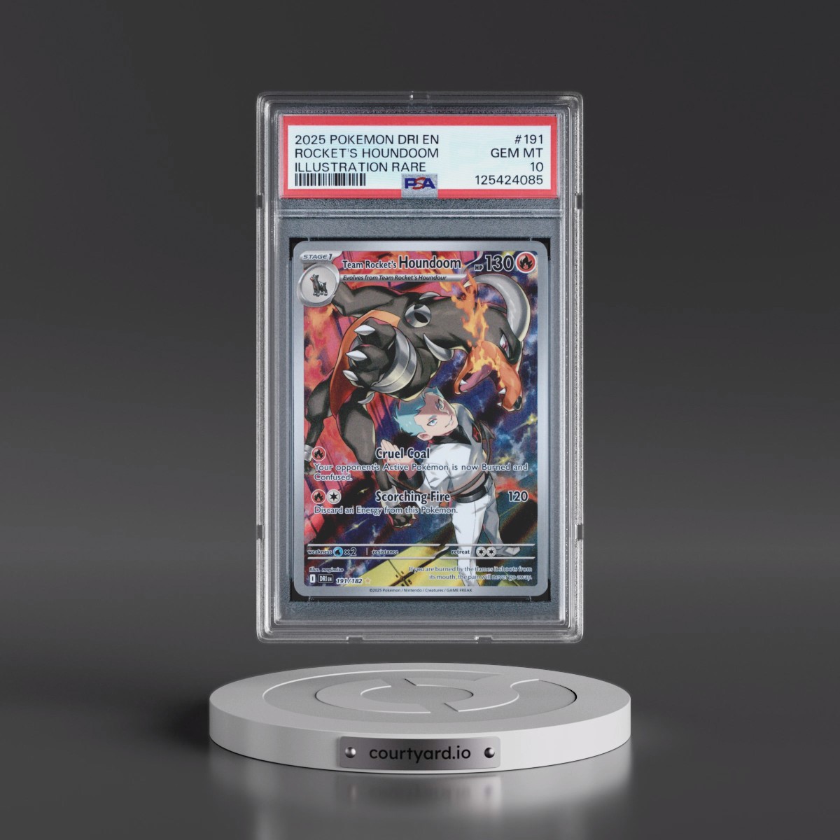 2025 Pokémon Dri EN-Destined Rivals #191 Team Rocket's Houndoom - Illustration Rare (PSA 10 GEM MINT)