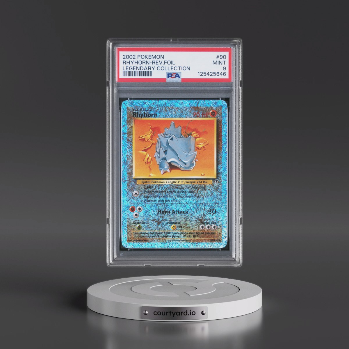 2002 Pokémon Legendary Collection #90 Rhyhorn - Reverse Foil (PSA 9 MINT)