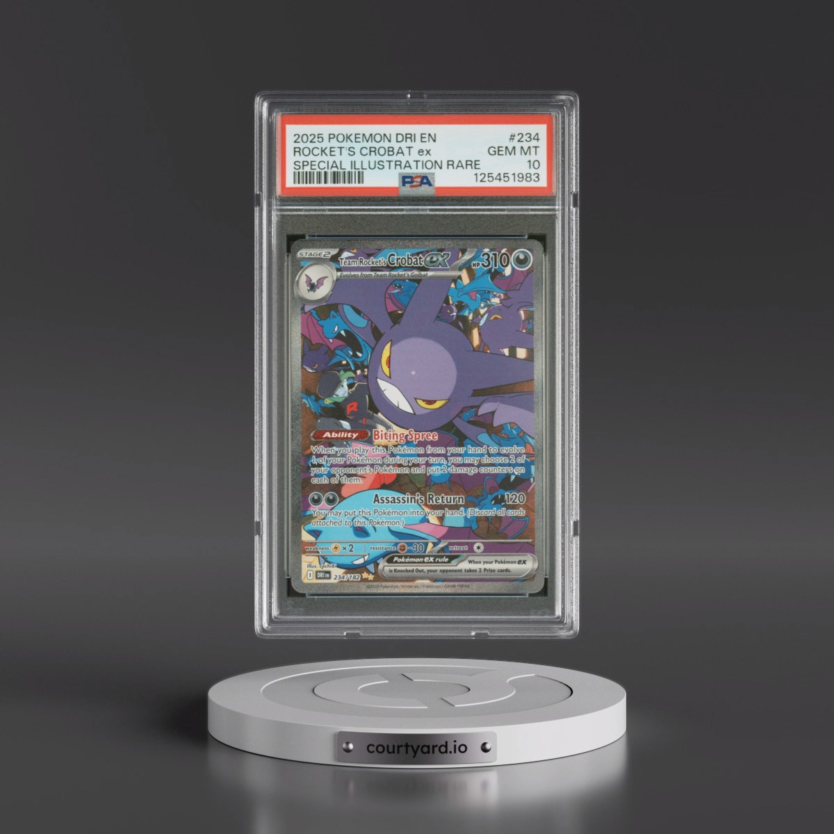 2025 Pokémon Dri EN-Destined Rivals #234 Team Rocket's Crobat EX - Holo Special Illustration Rare (PSA 10 GEM MINT)