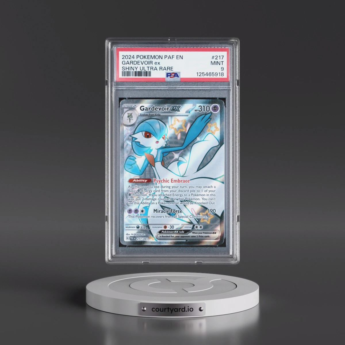 2024 Pokémon Paf EN-Paldean Fates #217 Gardevoir EX - Holo Shiny Ultra Rare (PSA 9 MINT)