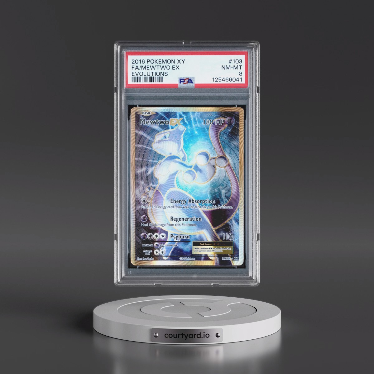2016 Pokémon XY Evolutions #103 Mewtwo EX - Holo Full Art (PSA 8 NM-MT)