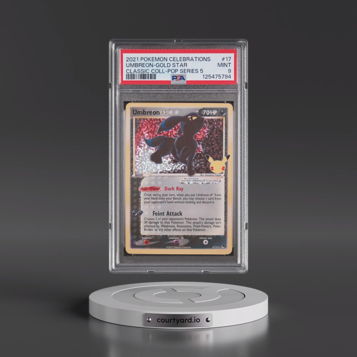 2021 Pokémon Celebrations Classic Collection #17 Umbreon-Gold Star (PSA 9 MINT)