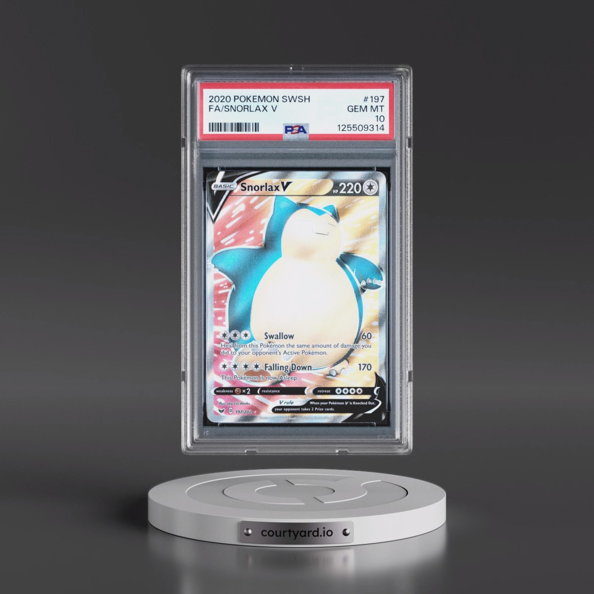2020 Pokémon Sword & Shield #197 Snorlax V - Holo Full Art (PSA 10 GEM MINT)