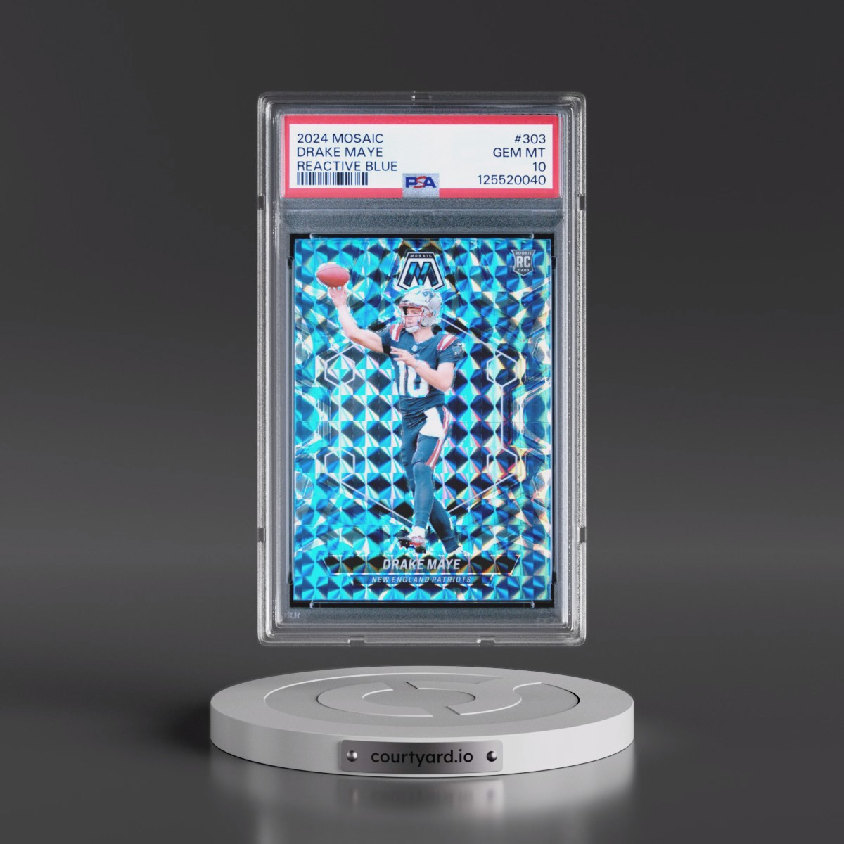 2024 Panini Mosaic #303 Drake Maye - Reactive Blue (PSA 10 GEM MINT)
