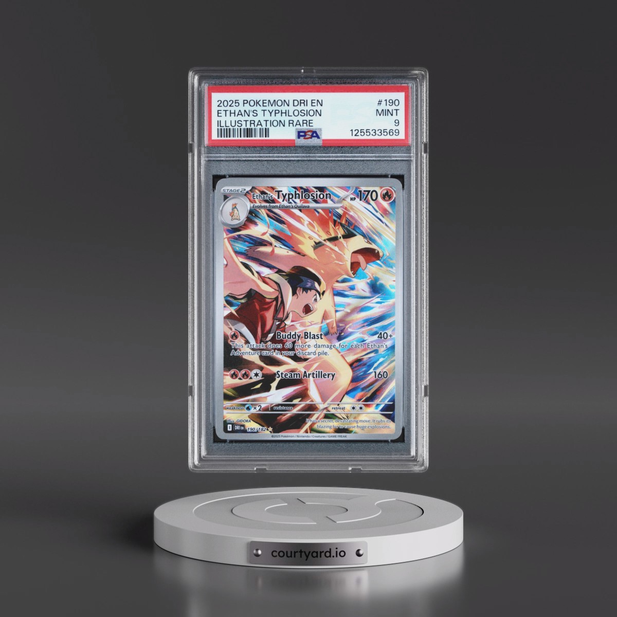 2025 Pokémon Dri EN-Destined Rivals #190 Ethan's Typhlosion - Illustration Rare (PSA 9 MINT)