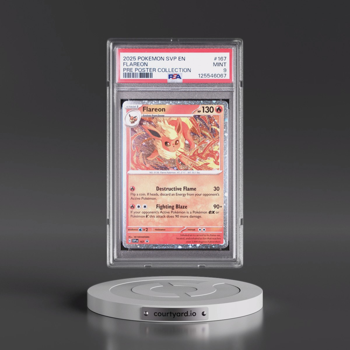 2025 Pokémon Svp EN-SV Black Star Promo #167 Flareon - Prismatic Evolutions Poster Collection (PSA 9 MINT)