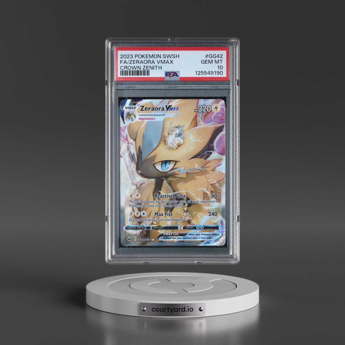 2023 Pokémon Sword and Shield Crown Zenith #GG42 Zeraora Vmax - Full Art (PSA 10 GEM MINT)