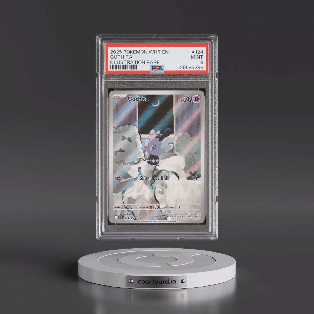 2025 Pokémon Wht EN-White Flare #124 Gothita - Illustration Rare (PSA 9 MINT)