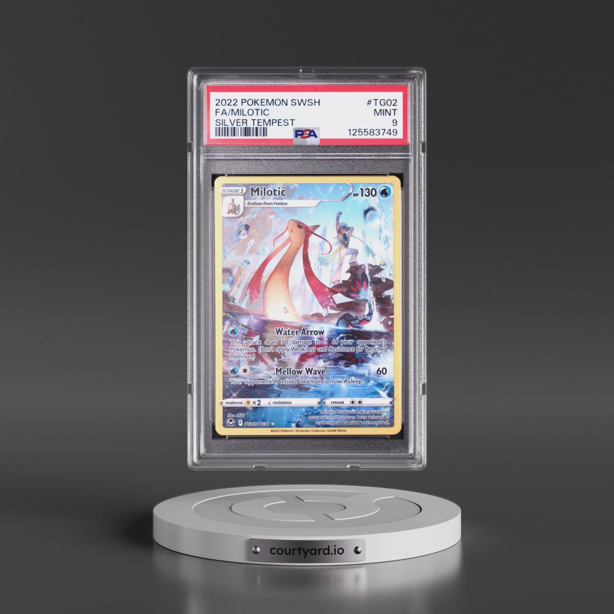 2022 Pokémon Sword & Shield Silver Tempest #TG02 Milotic - Full Art (PSA 9 MINT)