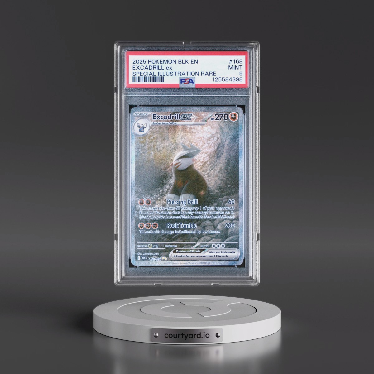 2025 Pokémon Blk EN-Black Bolt #168 Excadrill EX - Holo Special Illustration Rare (PSA 9 MINT)